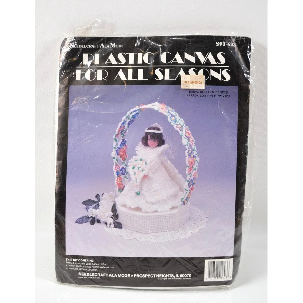 New 1990‎ Bridal Doll Centerpiece Plastic Canvas Kit Needlecraft Ala Mode